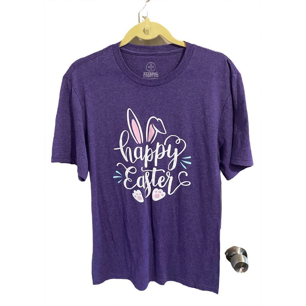 Purple Eternal Light Co Happy Easter T-Shirt Rabbit Cotton Blend Soft Si…